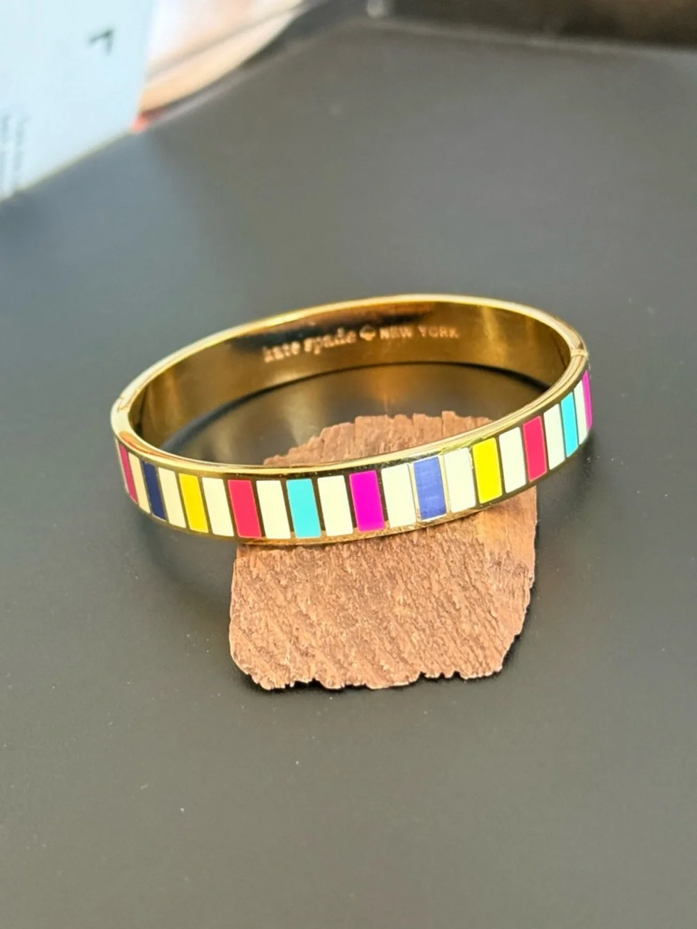 Kate Spade How Do You do Rainbow Stripe bangle bracelet - Picture 1 of 7